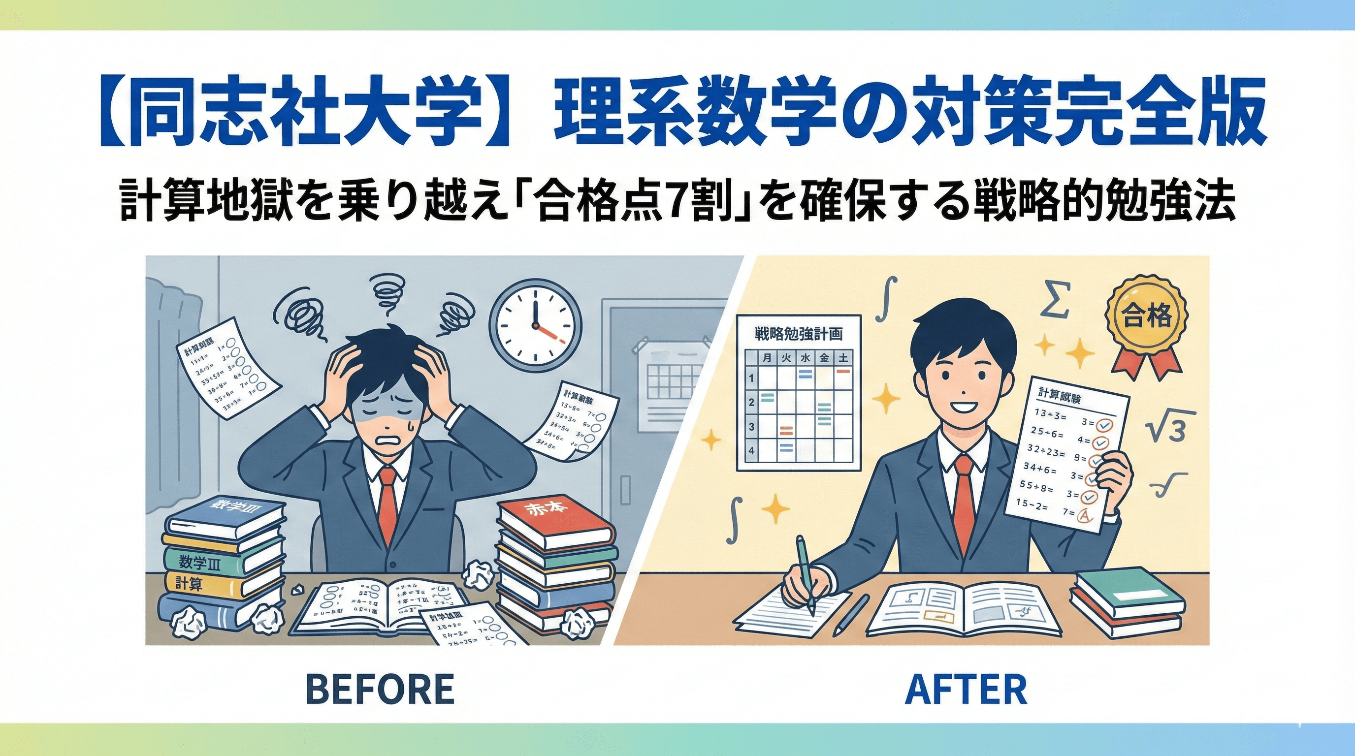 【同志社大学】理系数学の傾向と対策。計算地獄を乗り越え「合格点7割」を確保する戦略的勉強法